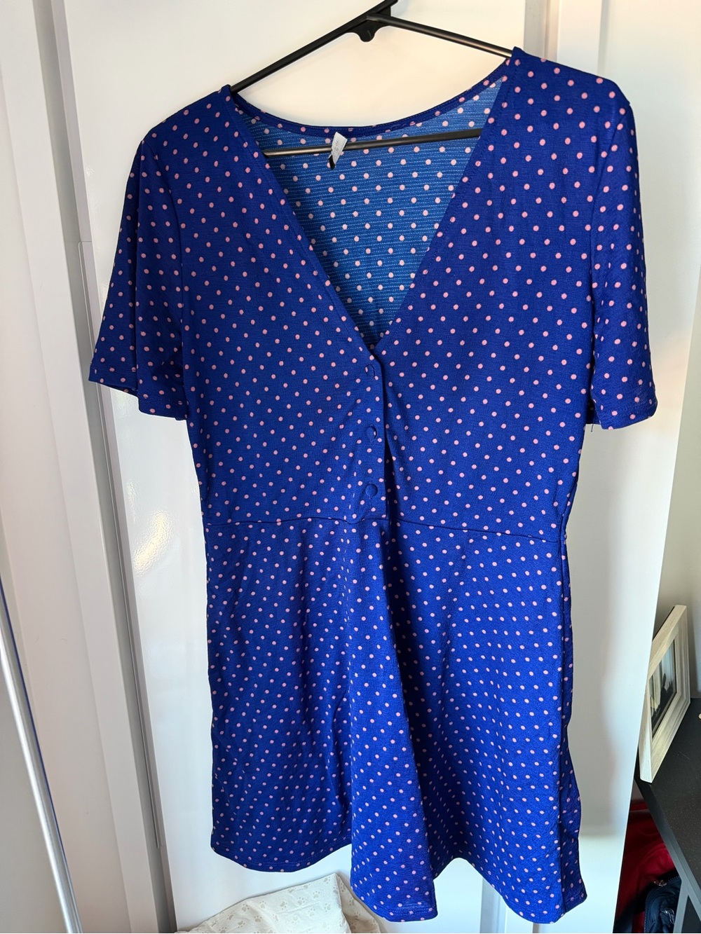Zara Royal Blue Mini Dress with Pink Polka Dots